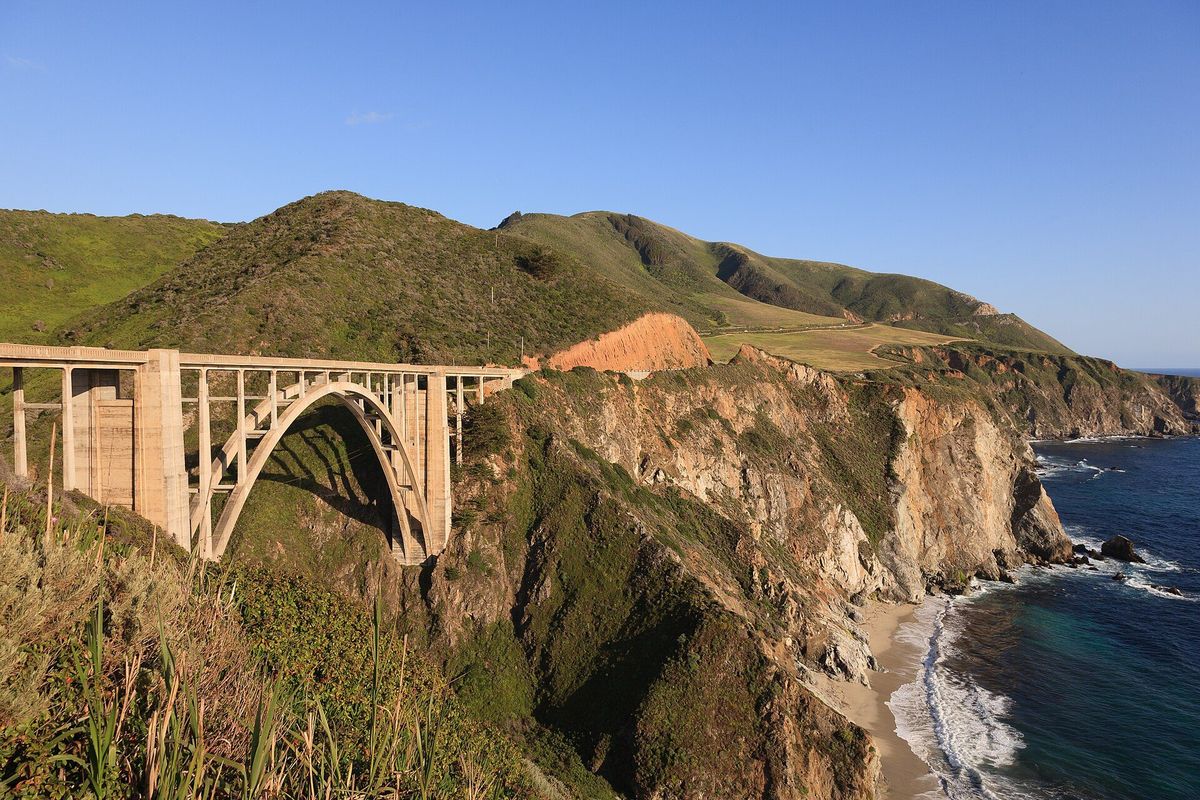 Bixby Creek Bridge arcing across a canyon above the Pacific on the Big Sur coast